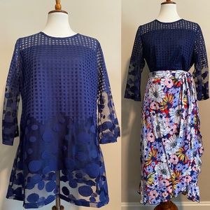 Sheer Polka Dot Tunic Blouse